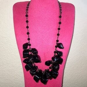 Talbots Black Chunky Maximalist Beaded Statement Necklace